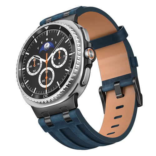 Bracelet cuir solide Samsung Galaxy Watch 9 - 40mm (bleu foncé)