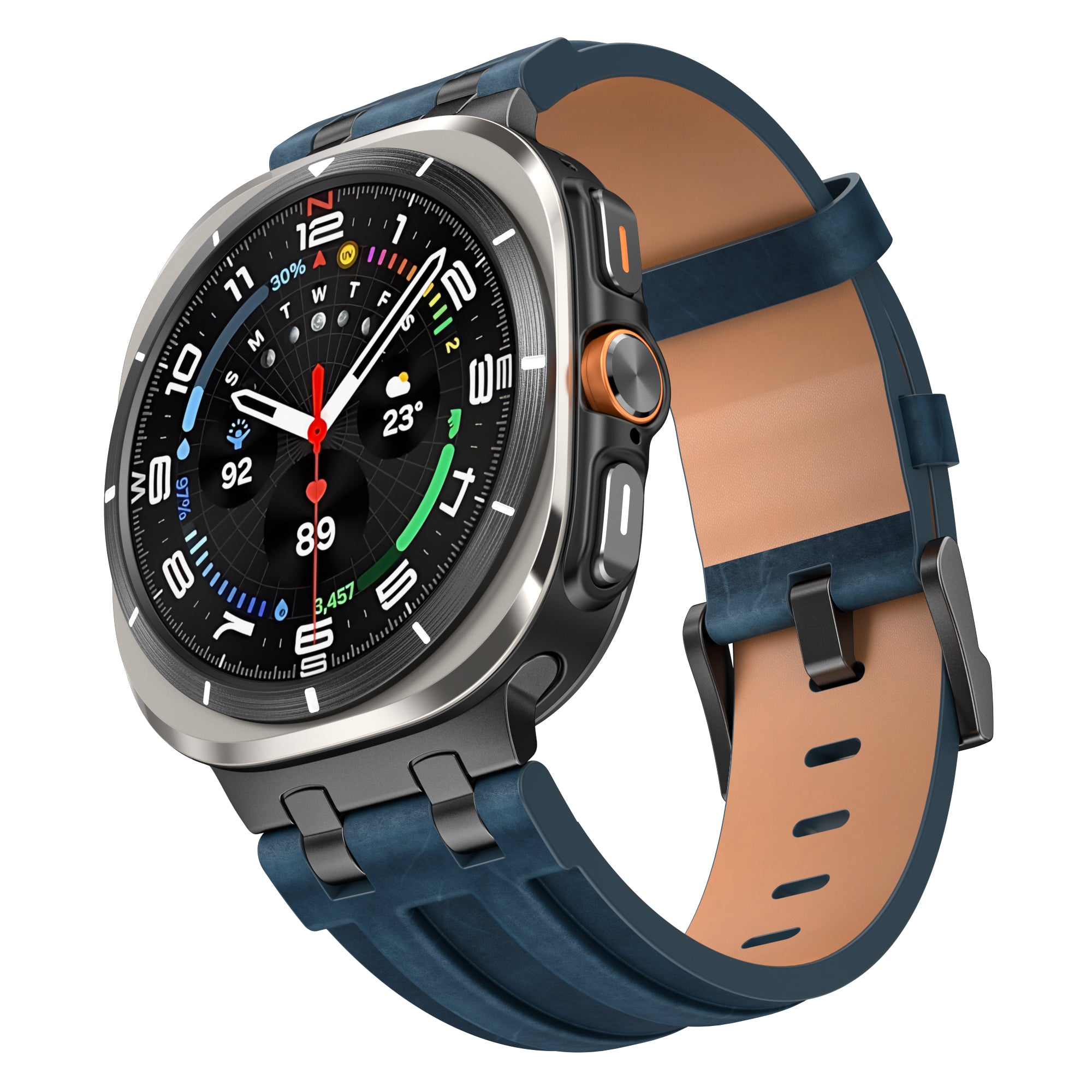 Bracelet cuir solide Samsung Galaxy Watch Ultra (bleu foncé)