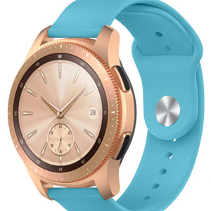Silicone Sport Strap, light blue, on a watch, 3/4 front view