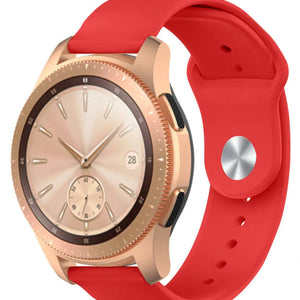 Silicone Sport Strap, red, on a watch, 3/4 front view