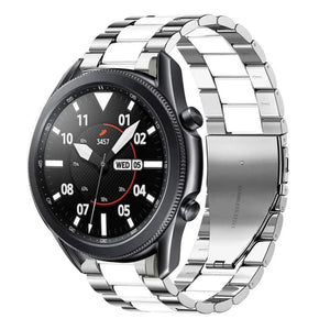 Steel Strap, silver/white, on a watch, 3/4 front view