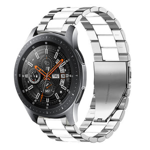 Steel Strap, silver/white, on a watch, 3/4 front view