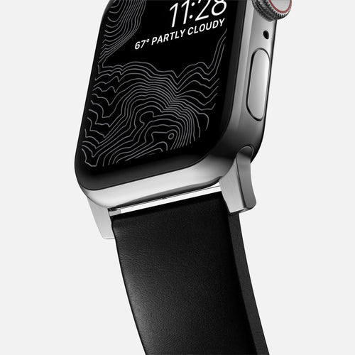 Nomad Bracelet cuir moderna Apple Watch (noir/argenté)