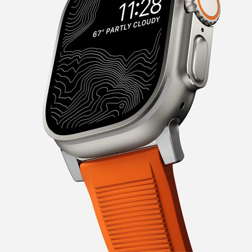 Nomad Bracelet de silicone résistant Apple Watch (argenté/ultra orange)