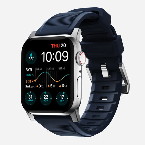 Nomad Bracelet de silicone résistant Apple Watch argenté/bleu atlantique)
