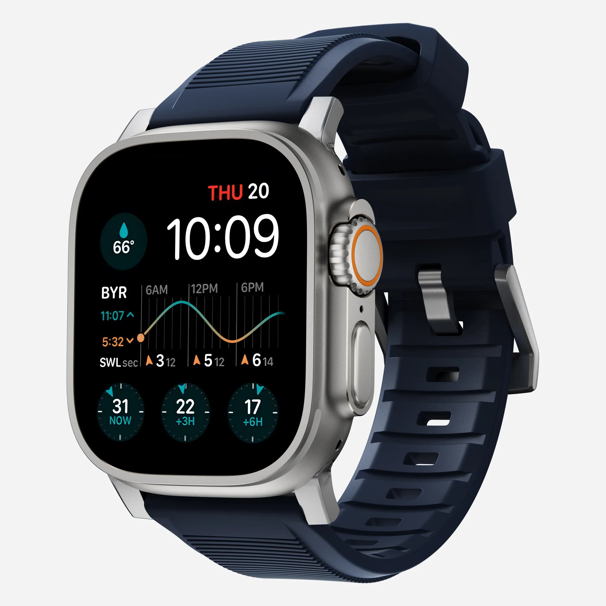 Nomad Bracelet de silicone résistant Apple Watch argenté/bleu atlantique)