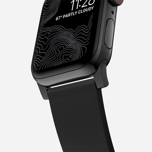 Silicone Active Pro Hybrid Strap, black, on a watch, 3/4 front view