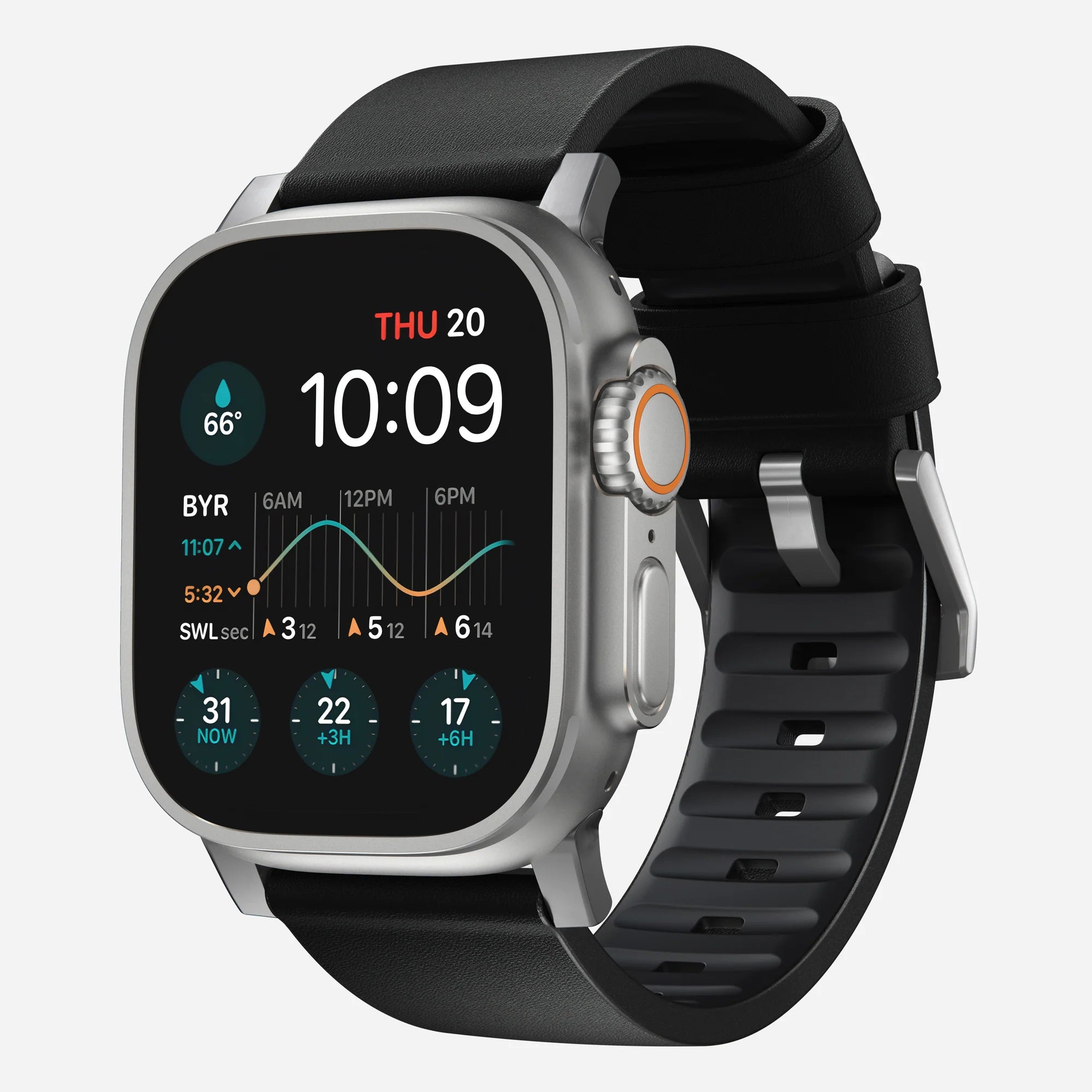 Nomad Bracelet hibrida Apple Watch Active Pro (noir/argenté)