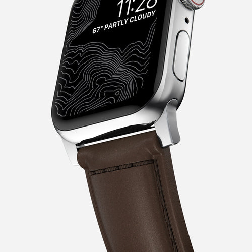 Nomad Bracelet cuir tradicional Apple Watch (marron/argenté)