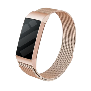 Milanese Strap, rose gold, on a watch, 3/4 front view