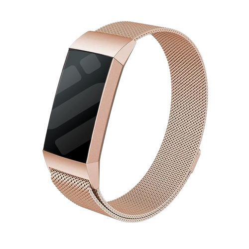 Milanese Strap, rose gold, on a watch, 3/4 front view