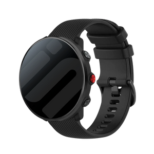 Premium Silicone Strap, black, on a watch, 3/4 front view