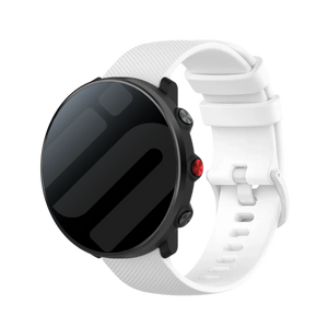 Premium Silicone Strap, white, on a watch, 3/4 front view
