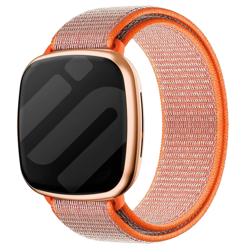 Nylon Strap, orange, on a watch, 3/4 front view