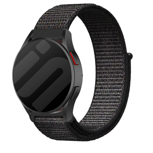 Nylon Strap, black, on a watch, 3/4 front view