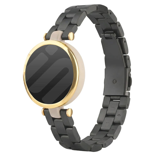 Steel Strap, black, on a watch, 3/4 front view
