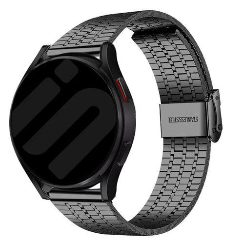 Fine Steel Strap, black, on a watch, 3/4 front view