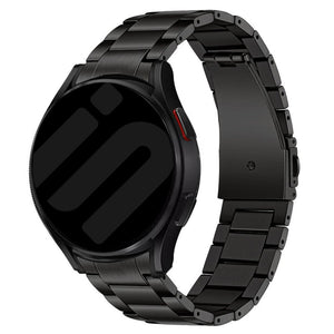 Titanium Strap, black, on a watch, 3/4 front view
