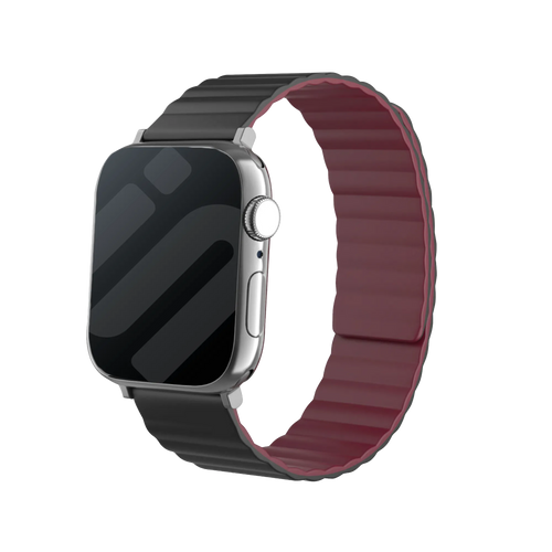 Bracelet silicone magnétique Apple Watch (noir/rouge)
