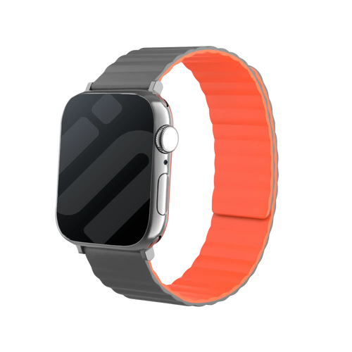 Bracelet silicone magnétique Apple Watch (gris/orange)