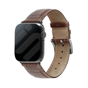 Bracelet cuir motif crocodile Apple Watch 38/40/41/42mm (brun)