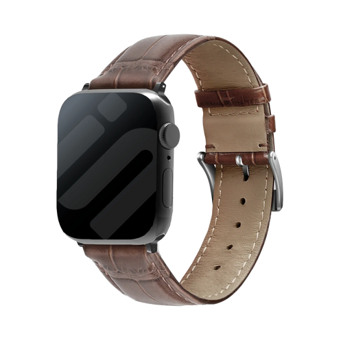 Bracelet cuir motif crocodile Apple Watch 38/40/41/42mm (brun)