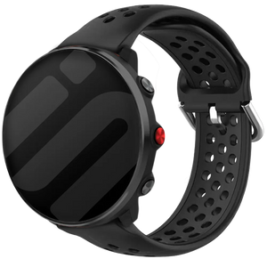 Breathable Silicone Strap, black, on a watch, 3/4 front view