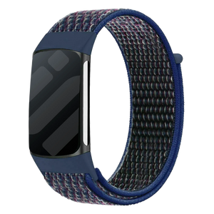 Nylon Strap, indigo, on a watch, 3/4 front view