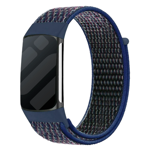 Nylon Strap, indigo, on a watch, 3/4 front view