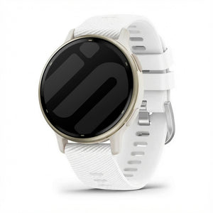 Silicone Strap, white, on a watch, 3/4 front view