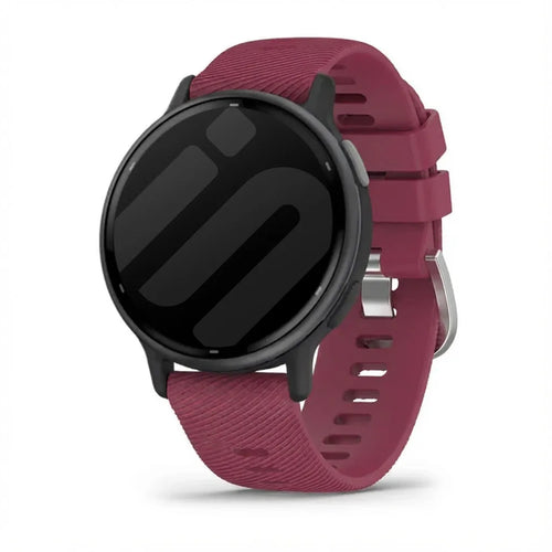Silicone Strap, wine red, on a watch, 3/4 front view