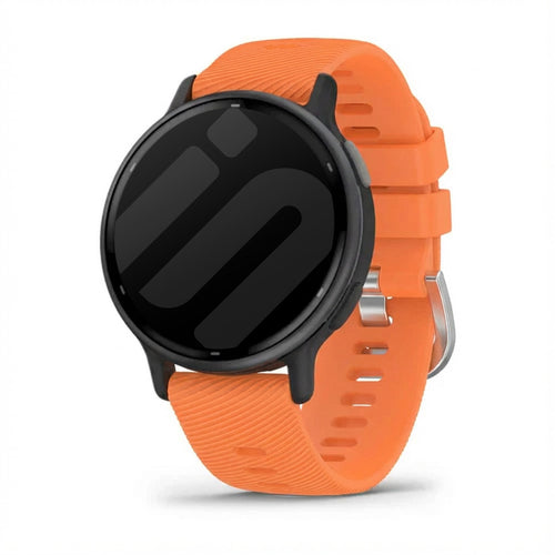 Silicone Strap, orange, on a watch, 3/4 front view