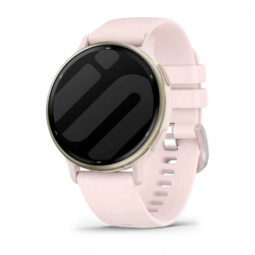 Silicone Classic Strap, pink, on a watch, 3/4 front view
