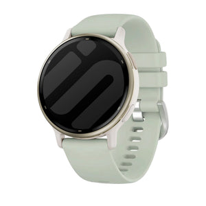 Silicone Classic Strap, light green, on a watch, 3/4 front view