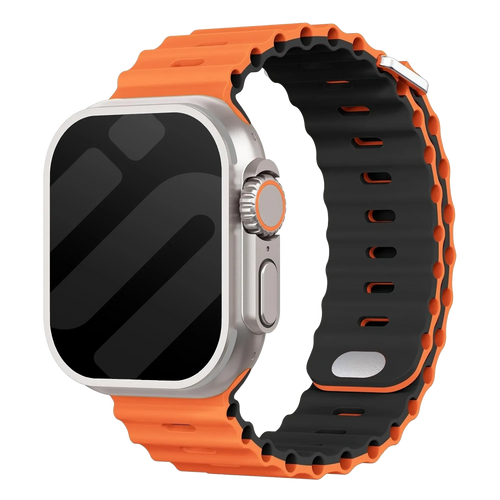 Bracelet Ocean Apple Watch avec fermeture à pression (orange/noir)