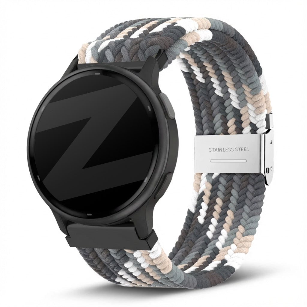 Bandz Bracelet nylon tressé Garmin Vivoactive 5 (mandala noir)