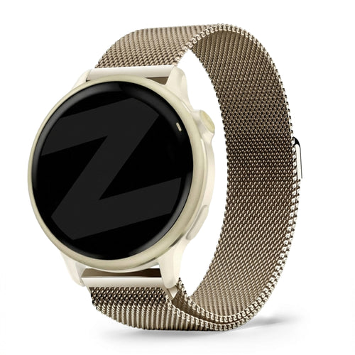 Milanese Loop Strap, champagne, on a watch, 3/4 front view