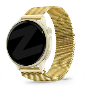 Milanese Loop Strap, gold, on a watch, 3/4 front view