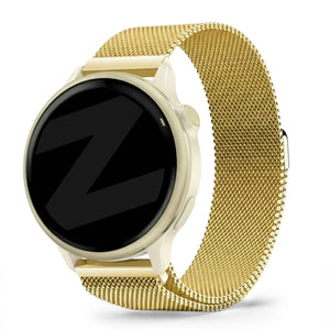 Milanese Loop Strap, gold, on a watch, 3/4 front view