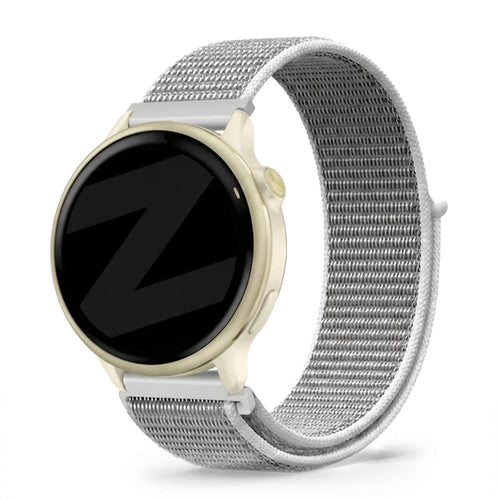Nylon Loop Strap, grey, on a watch, 3/4 front view