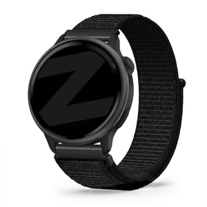 Nylon Loop Strap, black, on a watch, 3/4 front view