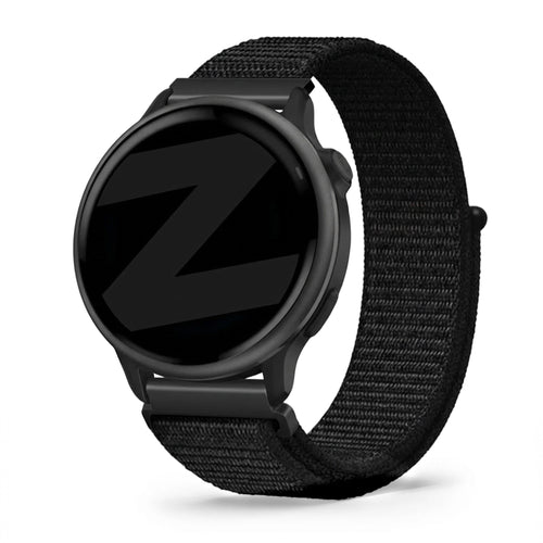 Nylon Loop Strap, black, on a watch, 3/4 front view