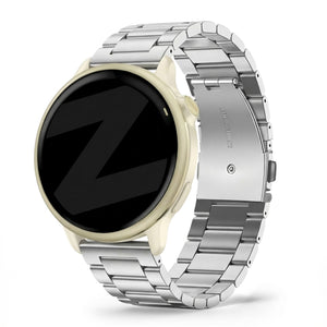 Steel Strap 'Classic', silver, on a watch, 3/4 front view