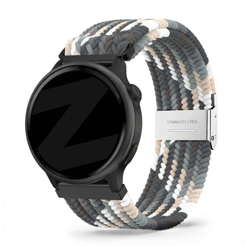 Woven Nylon Strap, slate, on a watch, 3/4 front view