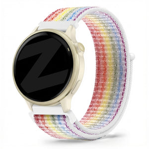 Nylon Loop Strap, multicolour, on a watch, 3/4 front view