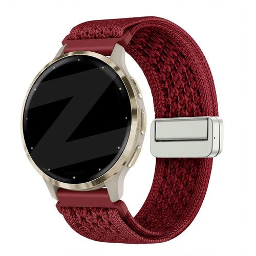 Vintage Nylon Strap, wine red, on a watch, 3/4 front view