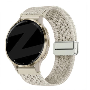 Vintage Nylon Strap, starlight, on a watch, 3/4 front view