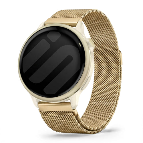 Milanese Strap, gold, on a watch, 3/4 front view