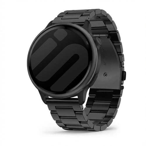 Steel Strap, black, on a watch, 3/4 front view