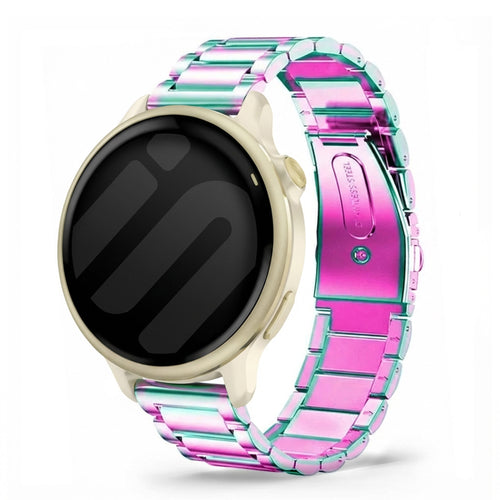 Steel Strap, pearlescent, on a watch, 3/4 front view